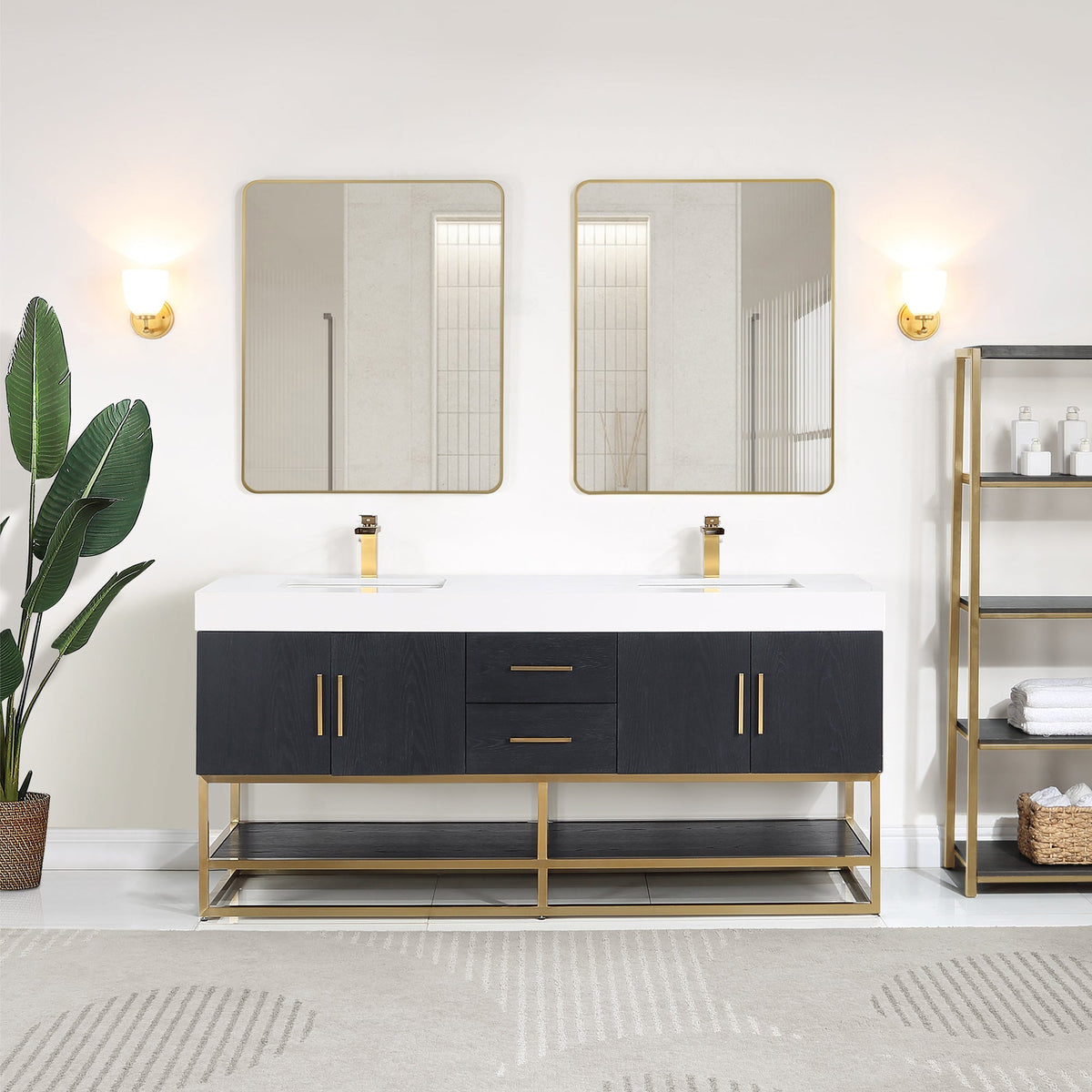 Altair Designs Bianco 72"/84" double vanity with top - 552072G-BO-WH-NM