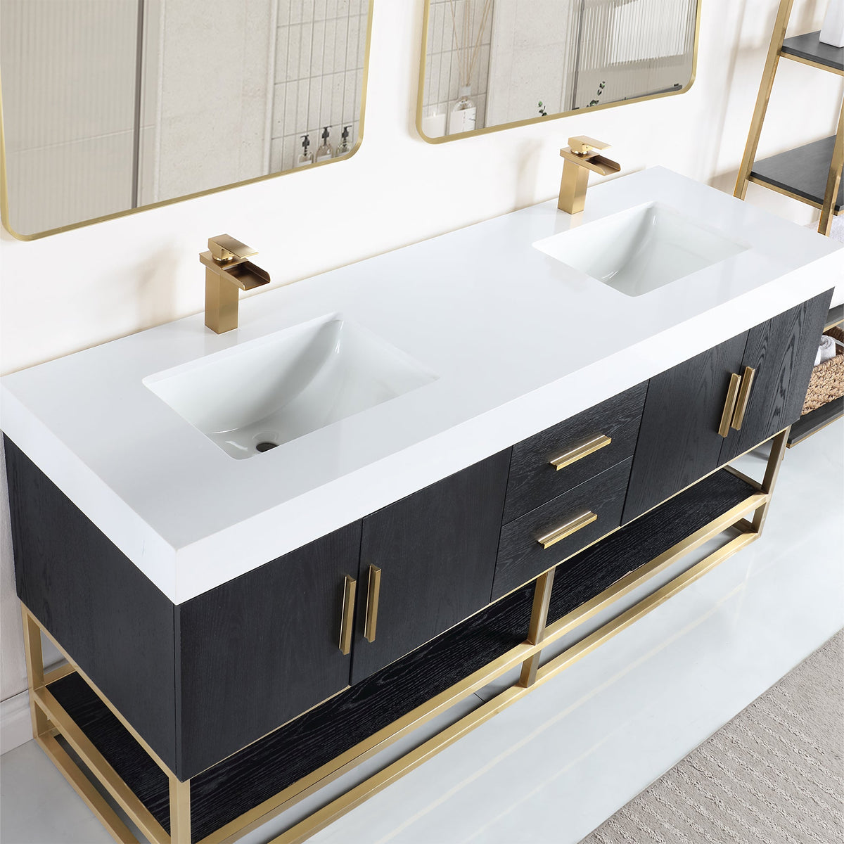 Altair Designs Bianco 72"/84" double vanity with top - 552072G-BO-WH-NM