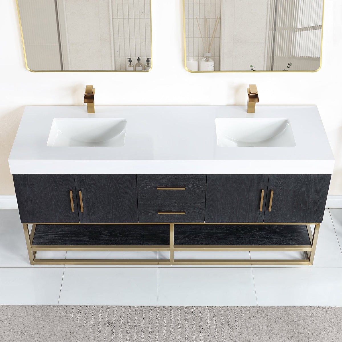 Altair Designs Bianco 72"/84" double vanity with top - 552072G-BO-WH-NM