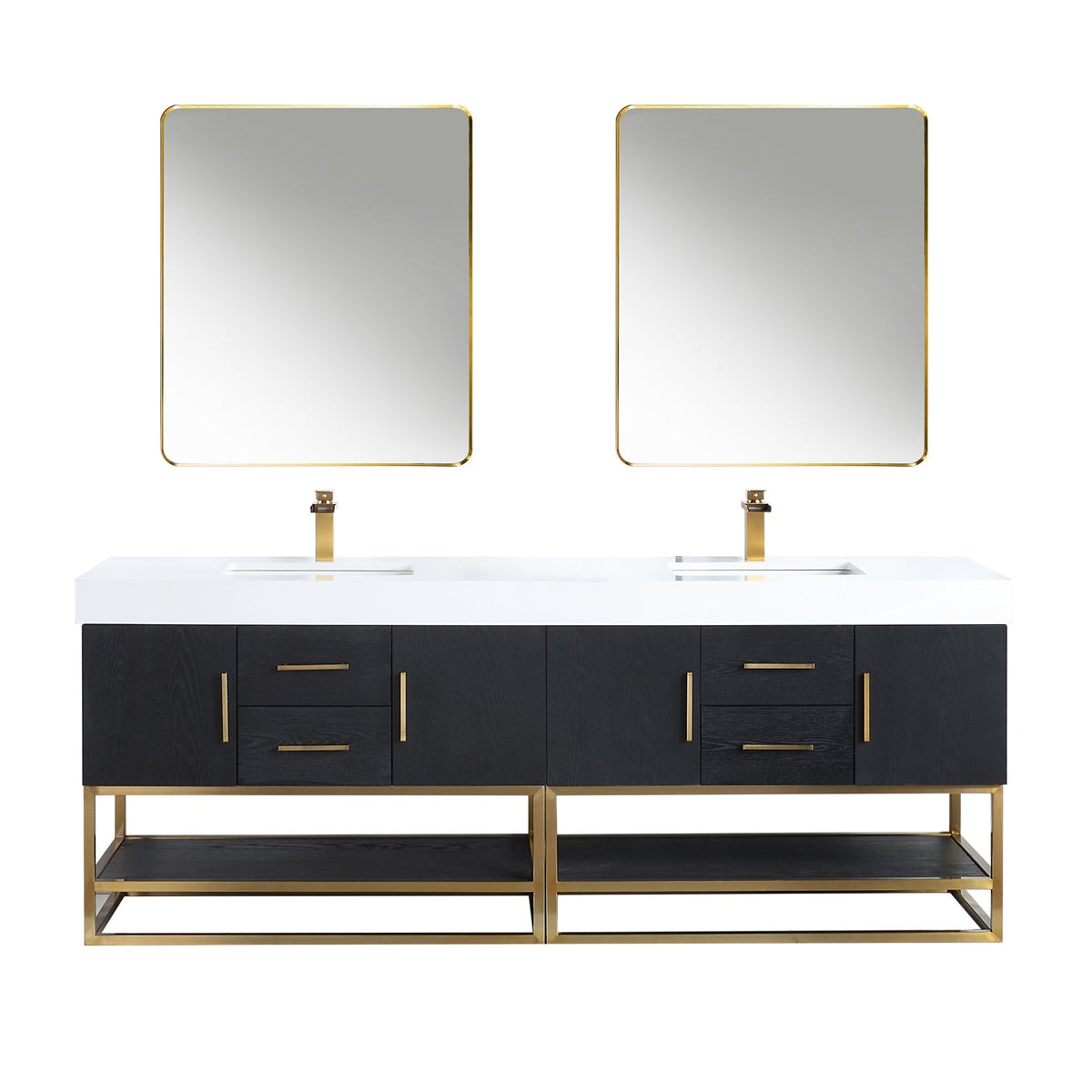 Altair Designs Bianco 72"/84" double vanity with top - 552072G-BO-WH-NM