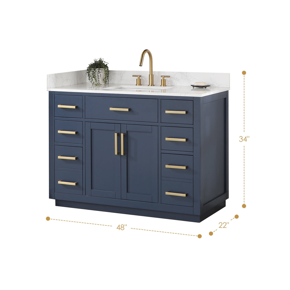Altair Designs 48" single vanity with top - 557048-RB-GW-NM