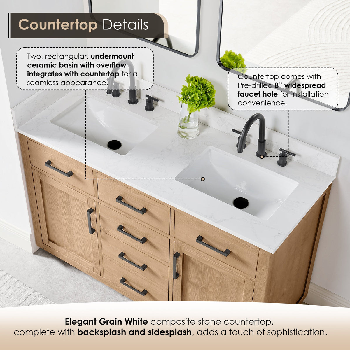 Altair Designs Gavino 54" double vanity with top - 557054-LB-GW-NM
