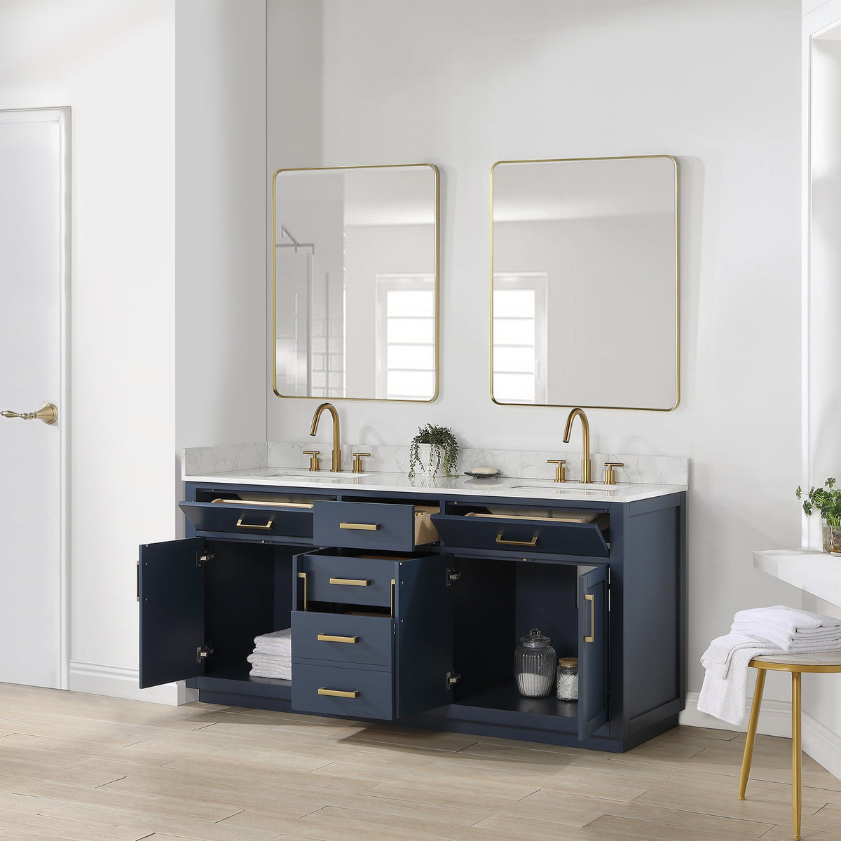 Altair Designs 72" double vanity with top - 557072-WH-GW-NM