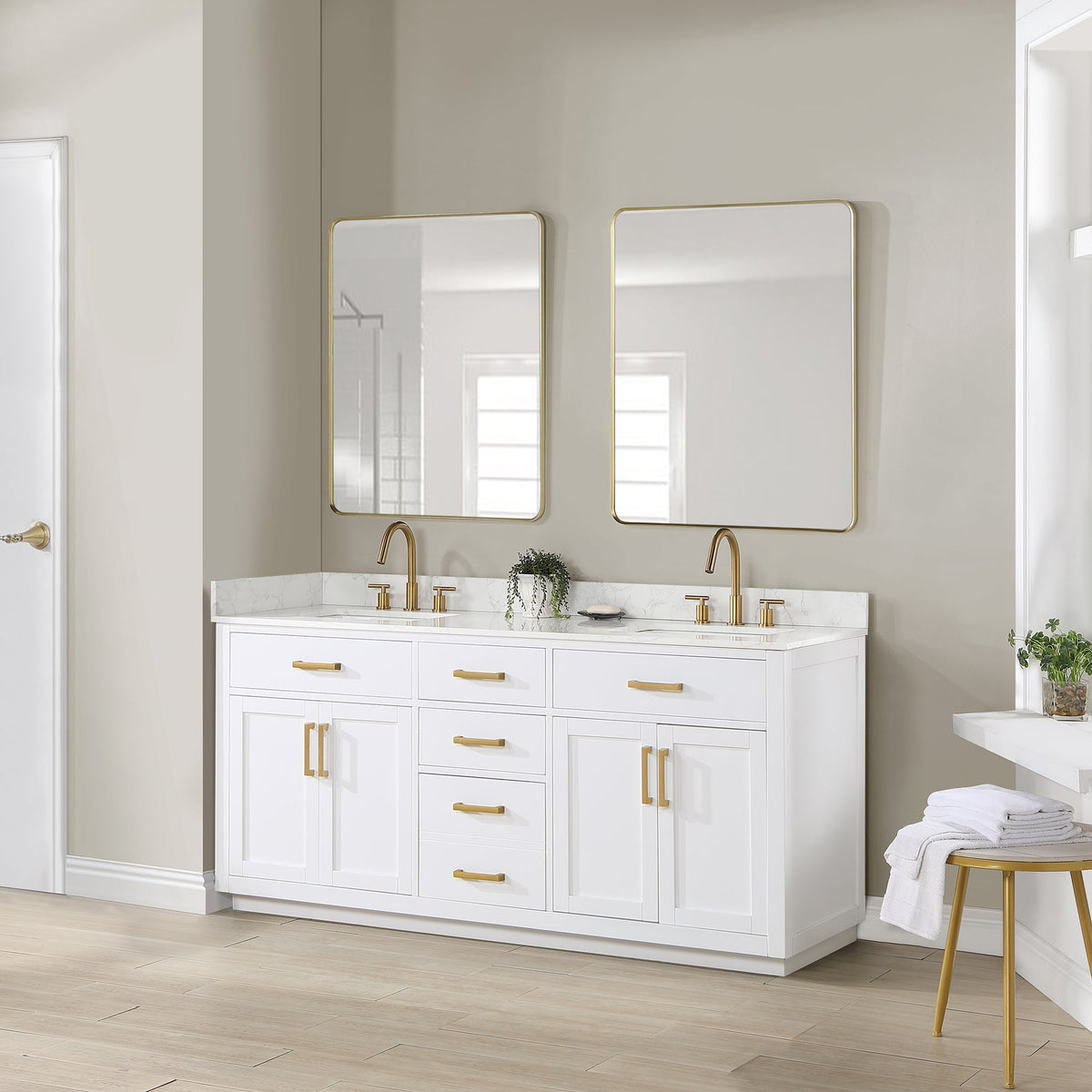 Altair Designs 72" double vanity with top - 557072-WH-GW-NM