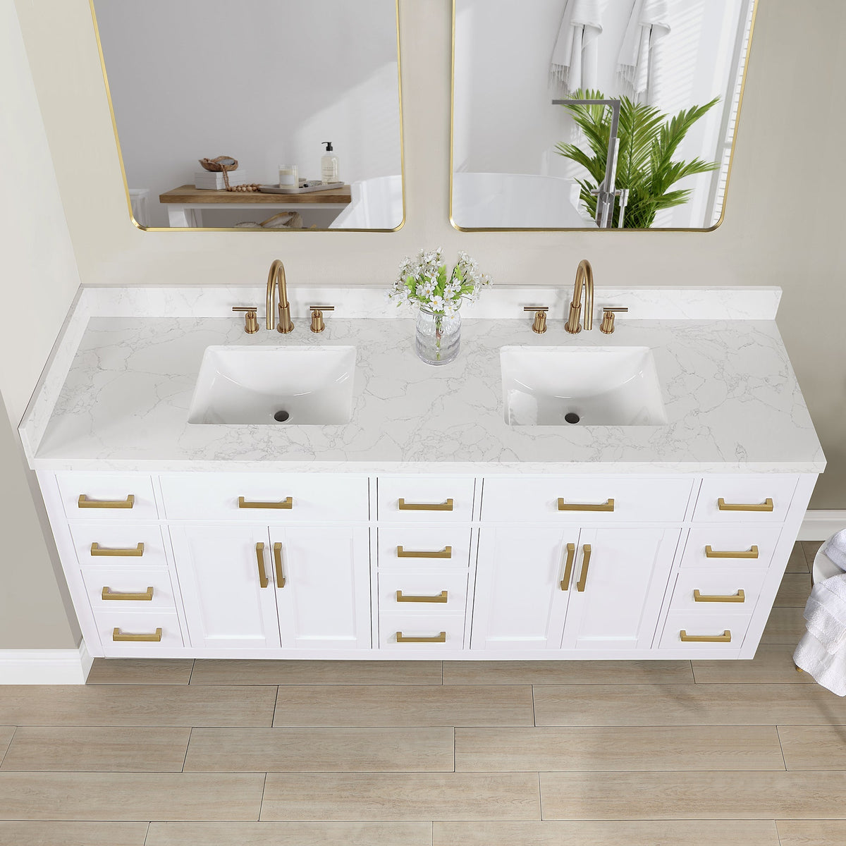 Altair Designs Gavino 84" double vanity with top - 557084-LB-GW-NM