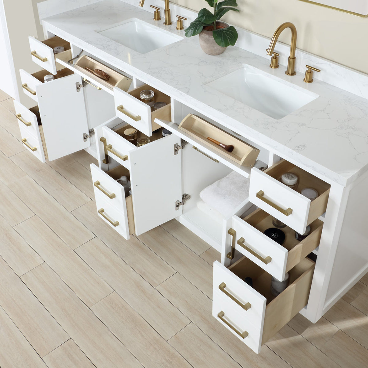 Altair Designs Gavino 84" double vanity with top - 557084-LB-GW-NM