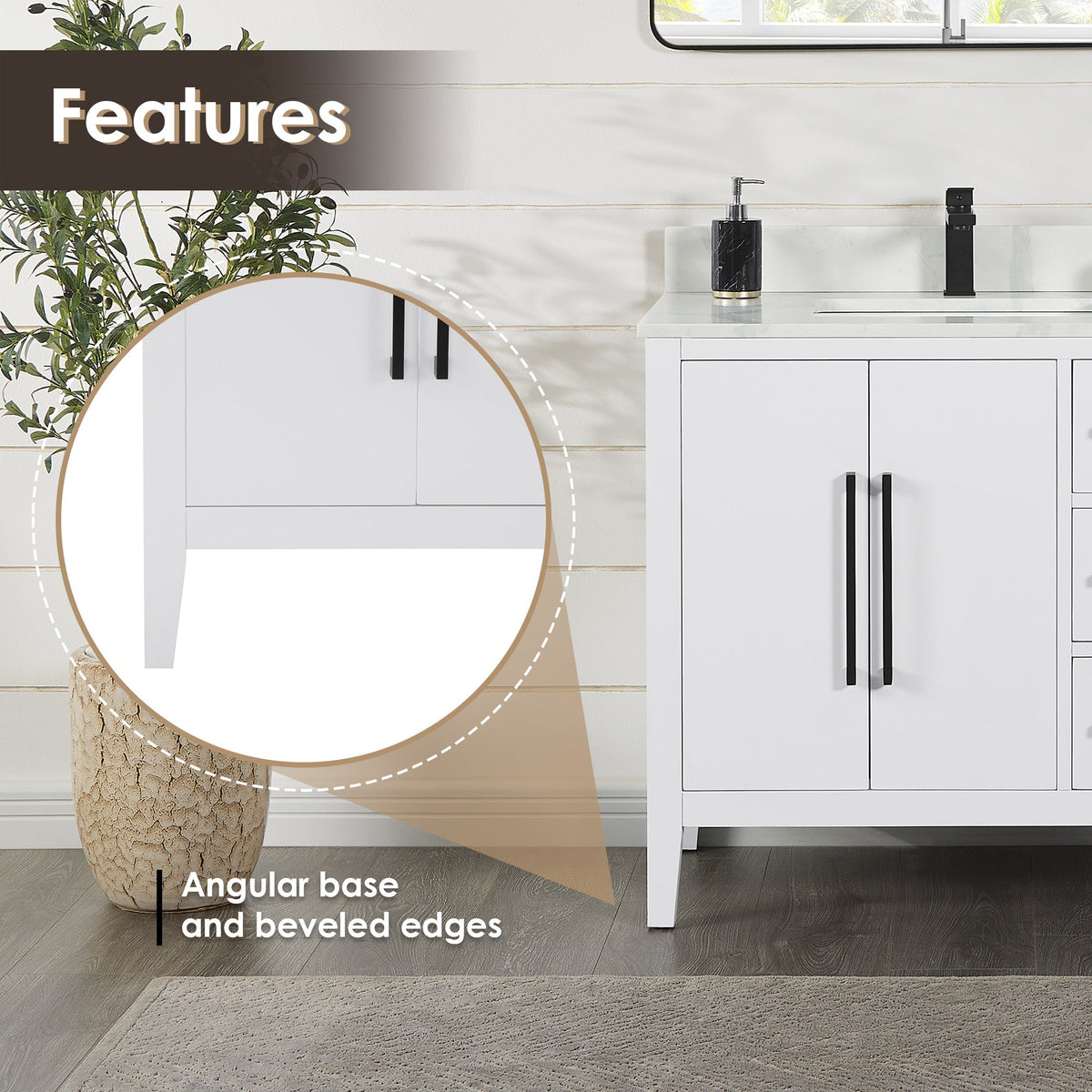 Altair Designs Laurel 36" single vanity with top - 558036-WF-CWQ-NM