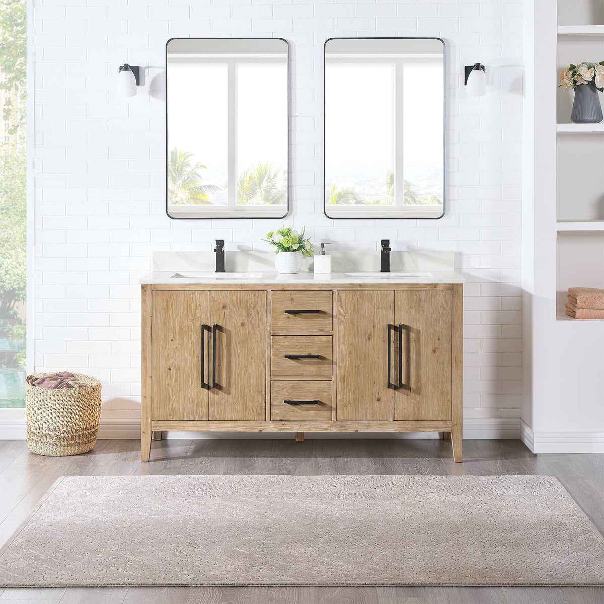 Altair Designs Laurel 60" double vanity with top - 558060-WF-CWQ-NM