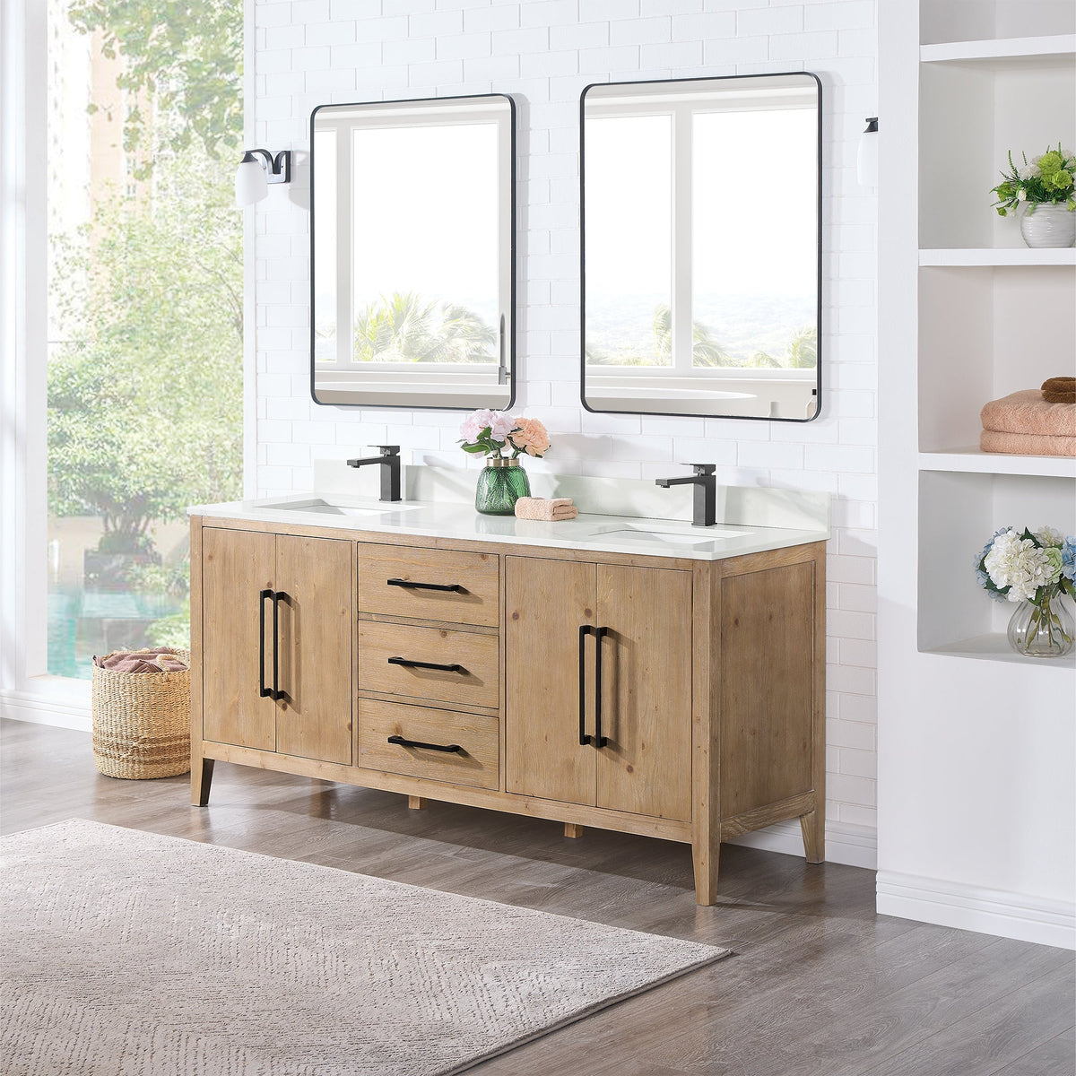 Altair Designs Laurel 72" double vanity with top - 558072-WH-CWQ-NM