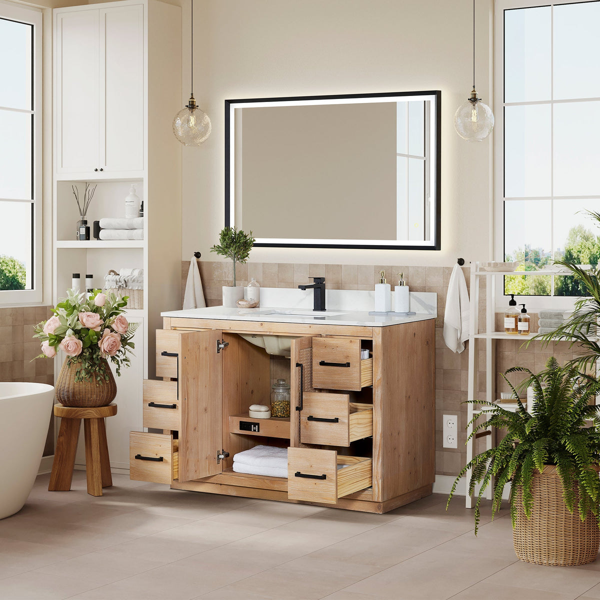 Altair Designs 48" single vanity with top - 561048-LB-CWQ-NM