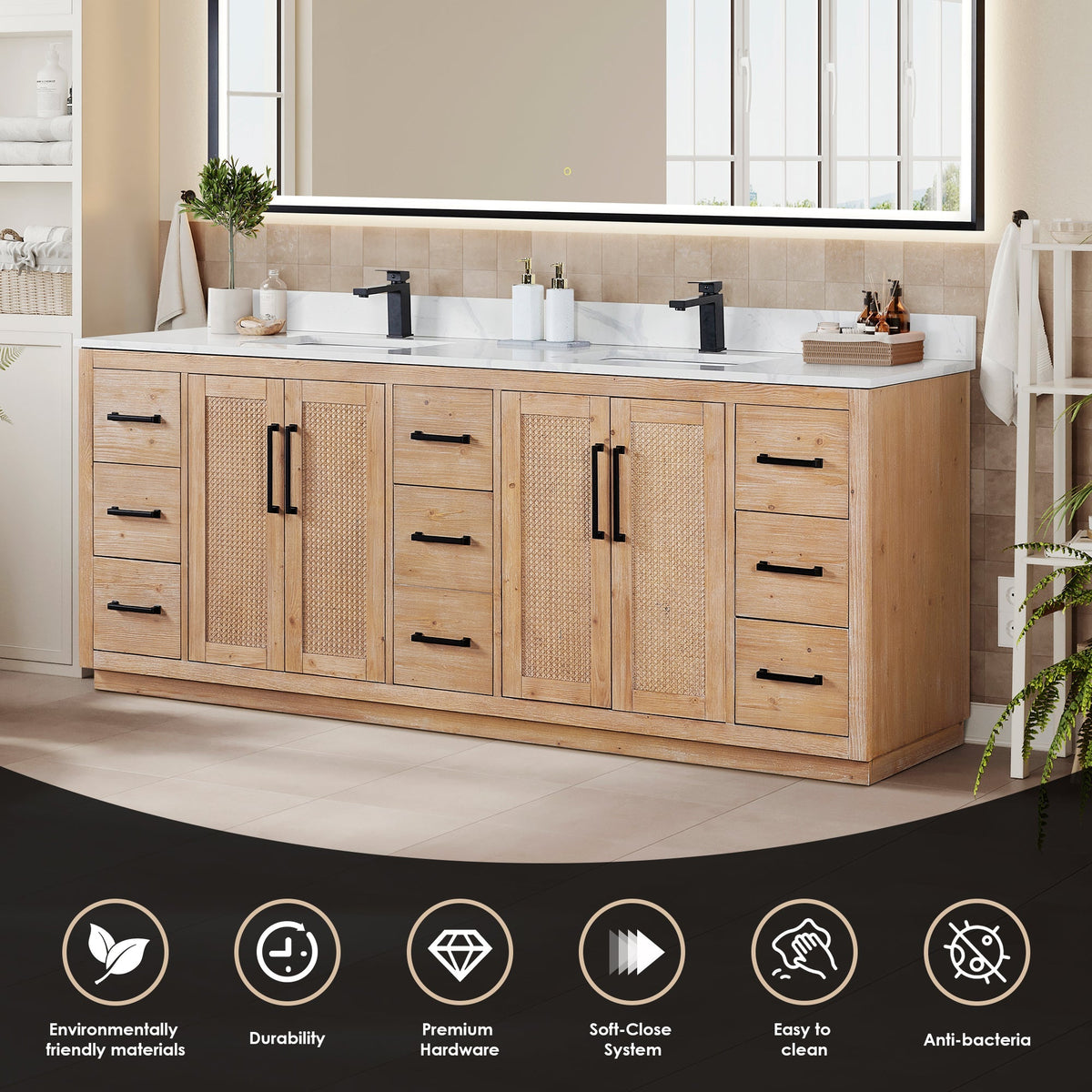 Altair Designs Floral 84" double vanity with top - 561084-LB-CWQ-NM