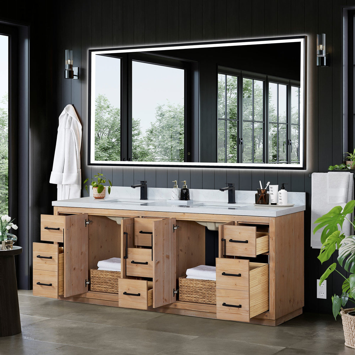 Altair Designs Cicero 84" double vanity with top - 562084-LB-GW-NM