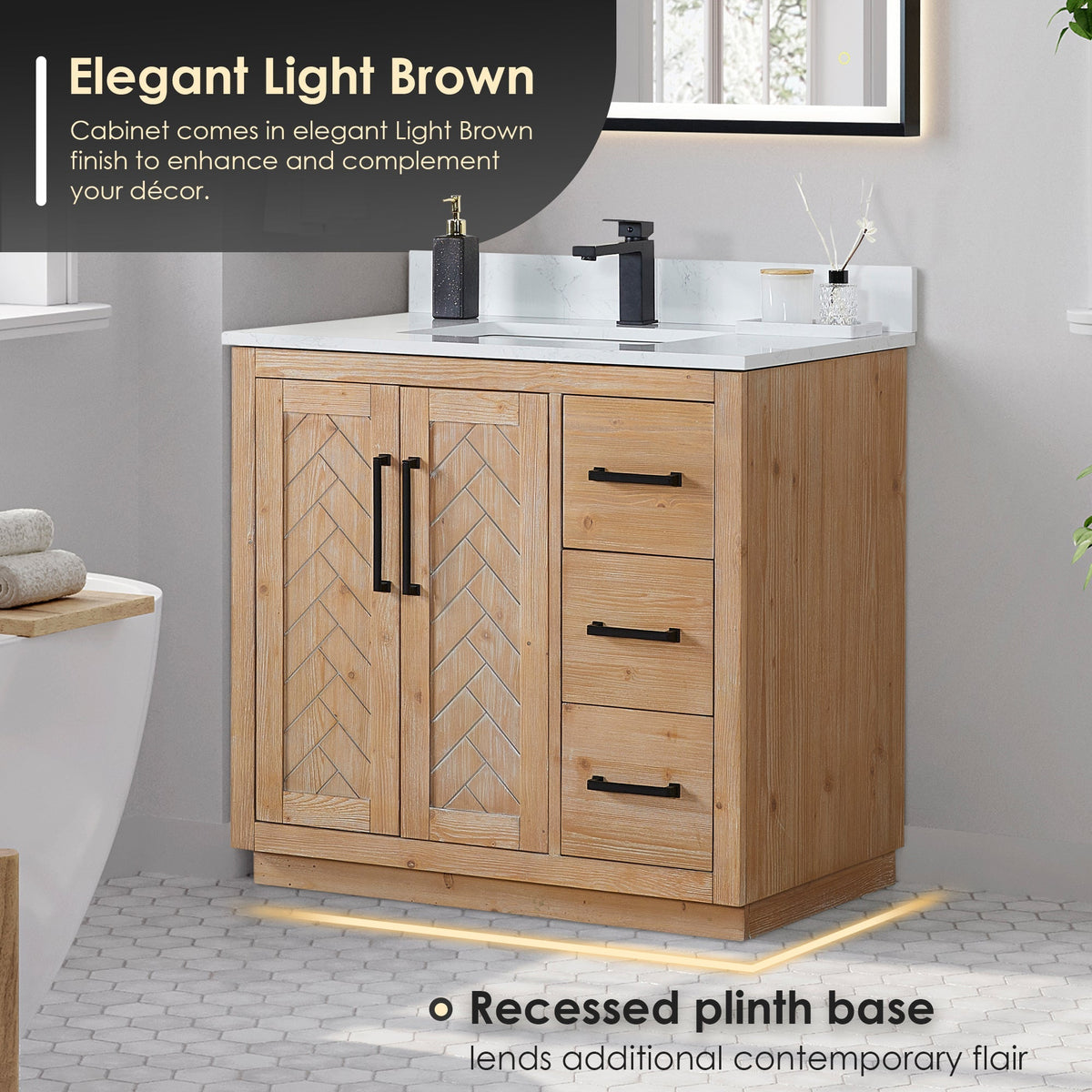 Altair Designs Anais 36" single vanity with top - 565036-LB-GW-NM