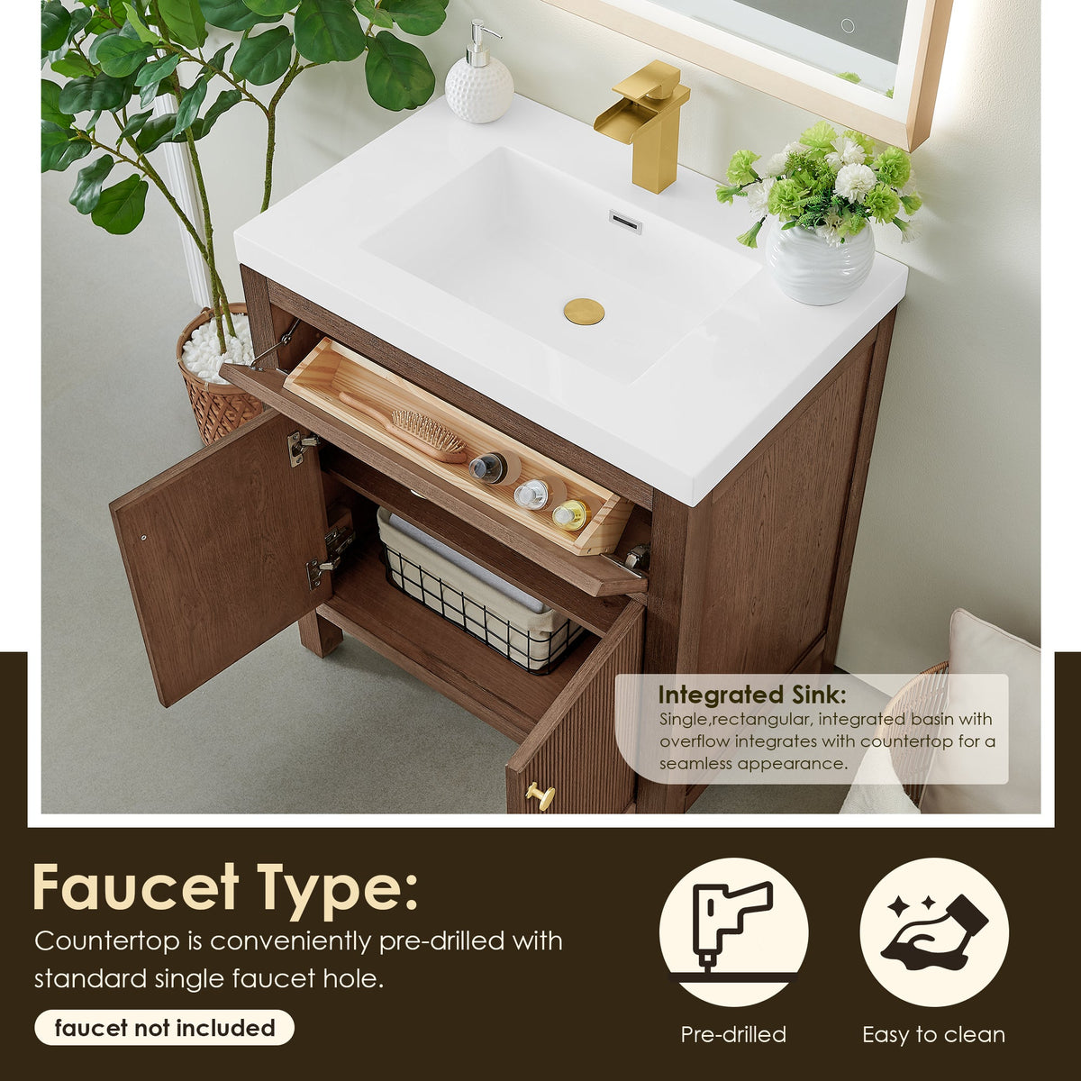 Altair Designs Cerrito 30" single vanity with top - 567030-BK-WH-NM