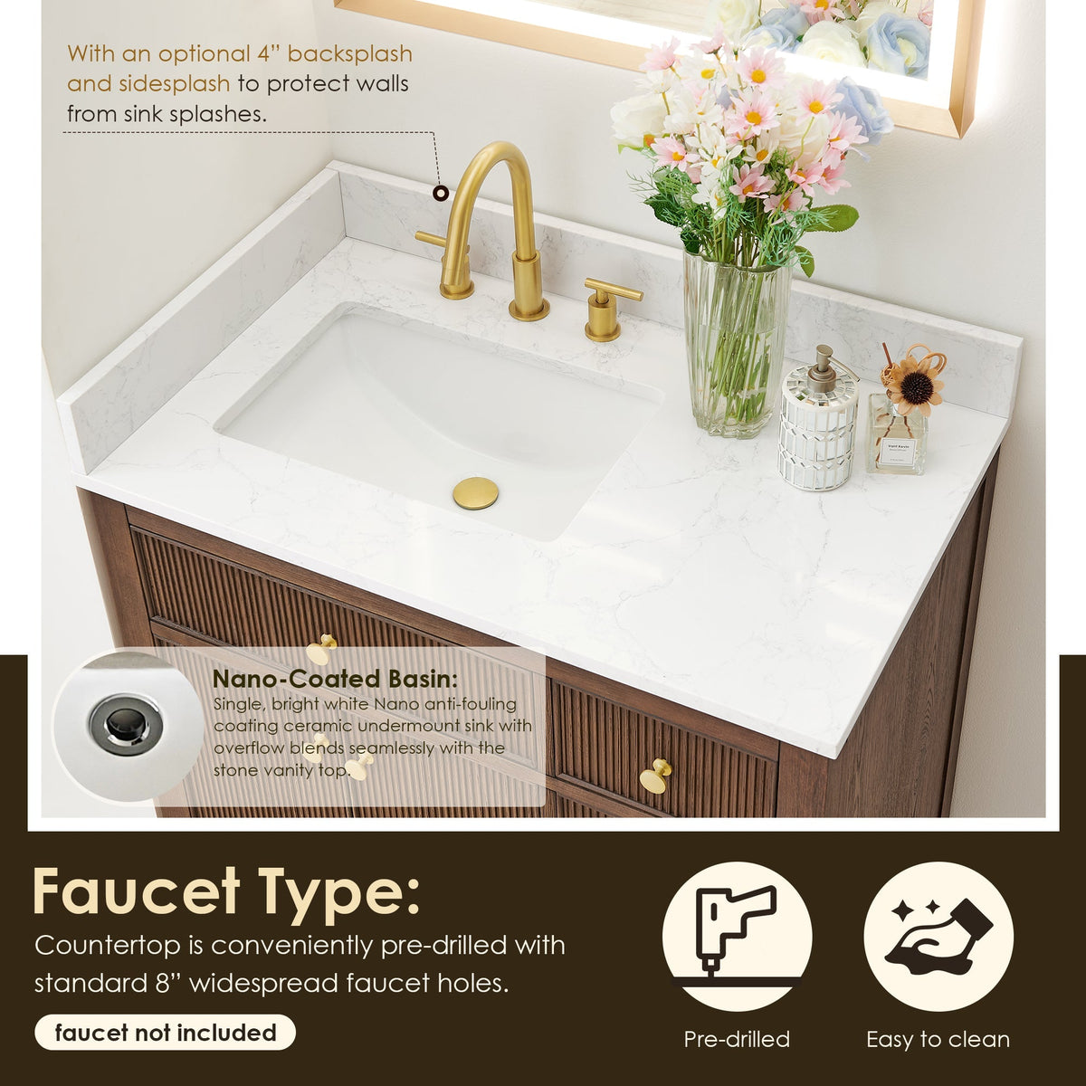Altair Designs 36" single vanity with top - 567036-BK-GW-NM