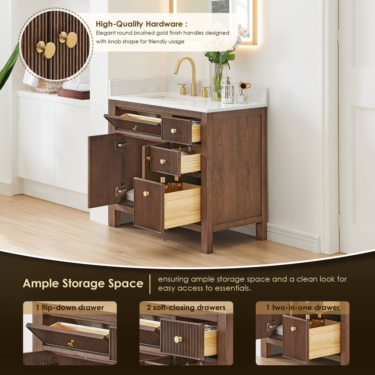 Altair Designs 36" single vanity with top - 567036-BK-GW-NM