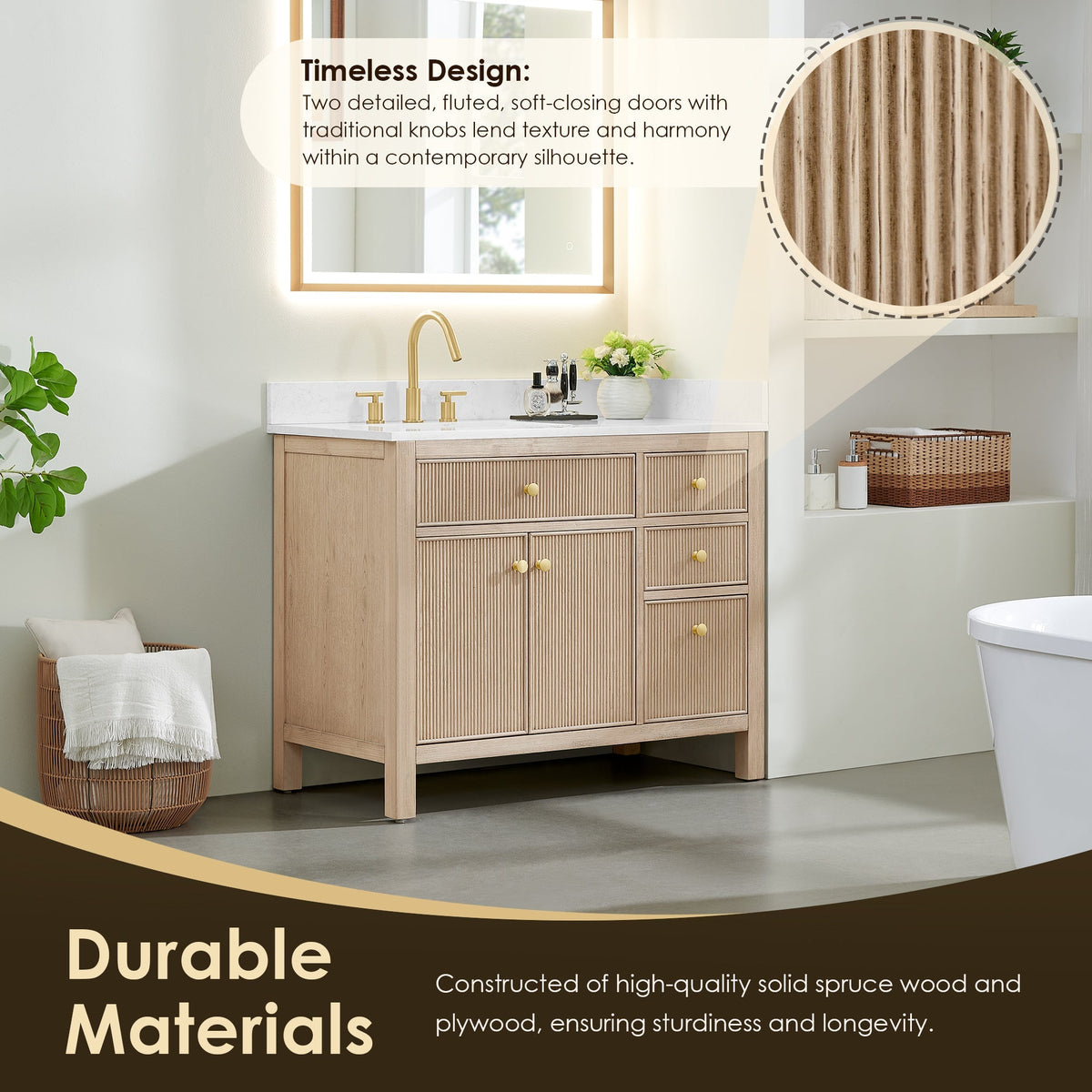 Altair Designs Cerrito 42" single vanity with top - 567042-BK-GW-NM