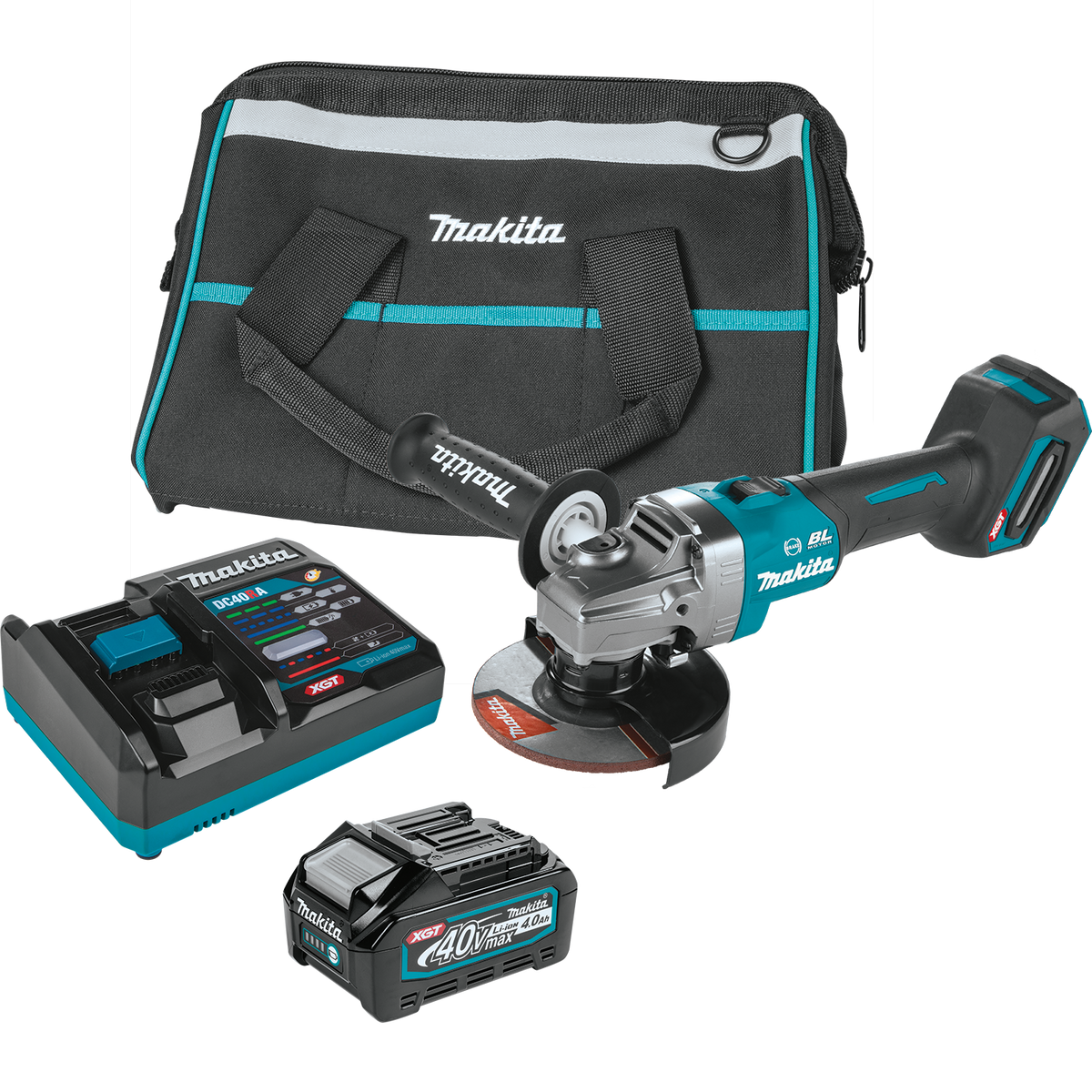 MAKITA (GAG01M1) 40V Max XGT Brushless Cordless 4‑1/2” / 5" Angle Grinder Kit, with Electric Brake (4.0Ah) - GAG01M1