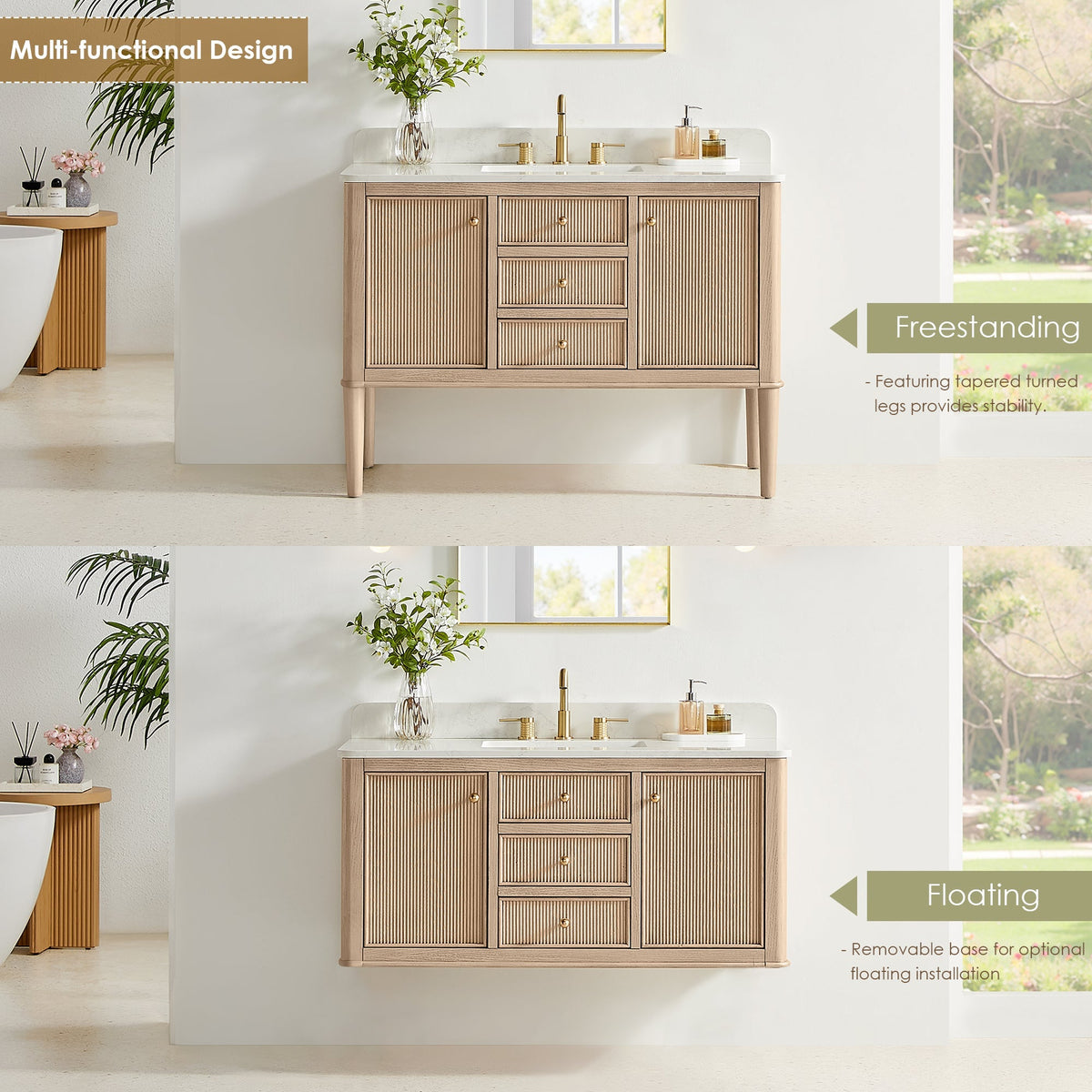 Altair Designs Blaise 48"/54"/60"/72" single/double vanity with top - 593048-LA-GW-NM