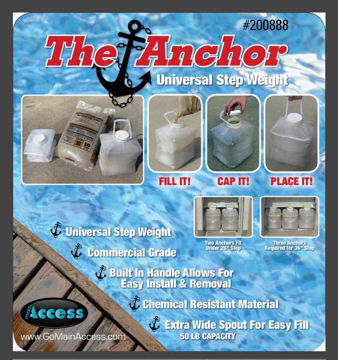 NEW Main Access iStep Above Ground Pool Entry Ladder w/ Mat Pad + 2 Sand Weights - 59342
