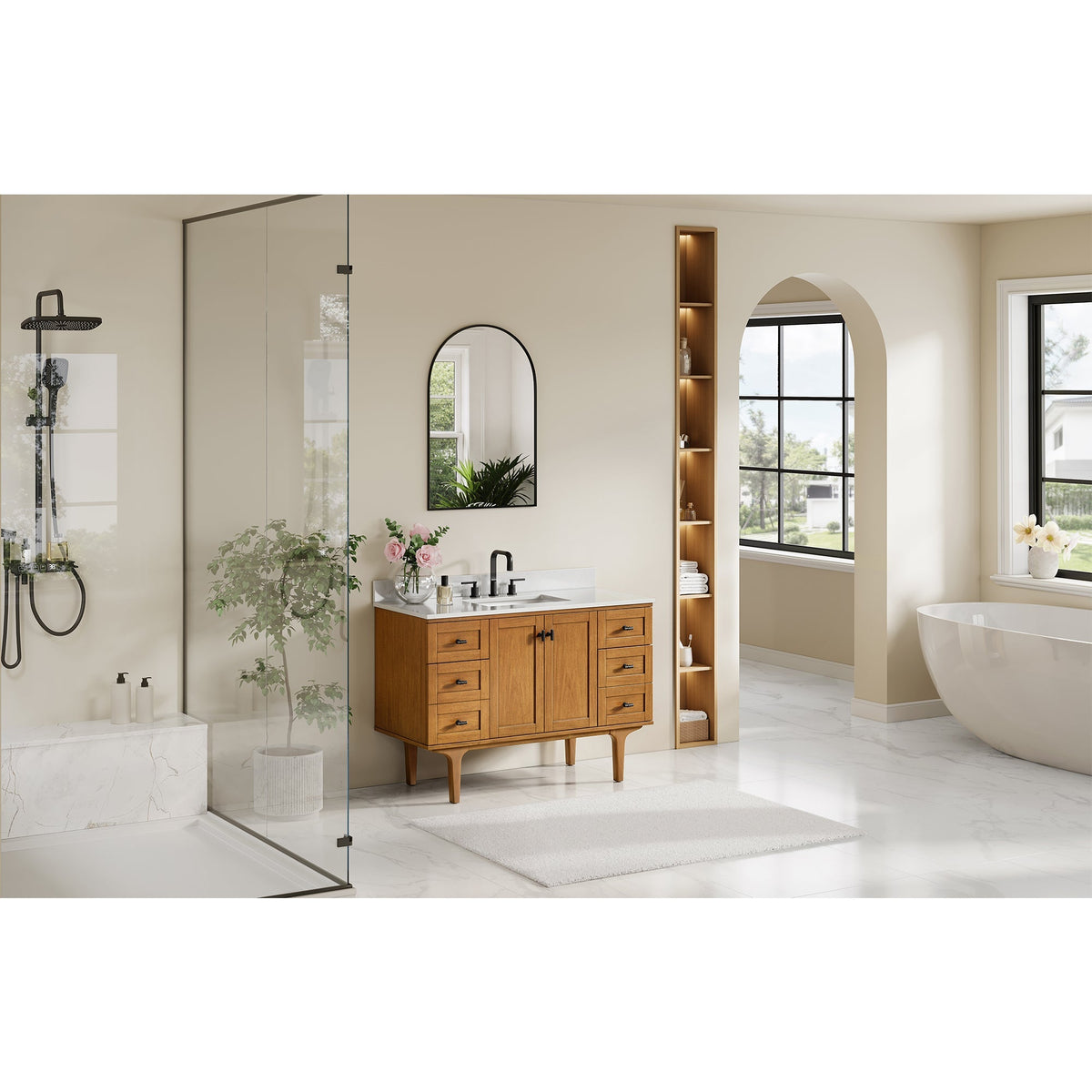 Altair Designs Orasia 36"/48"/60"/72" single/double vanity with top - 595036-MB-CMQ-NM