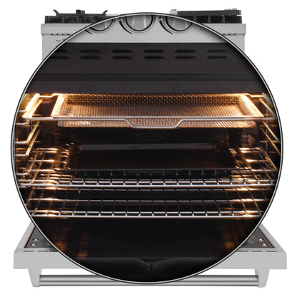 Forno 2-Piece Appliance Package - 30-Inch Gas Range with Air Fryer & Wall Mount Hood in Stainless Steel - AP2-6276-30