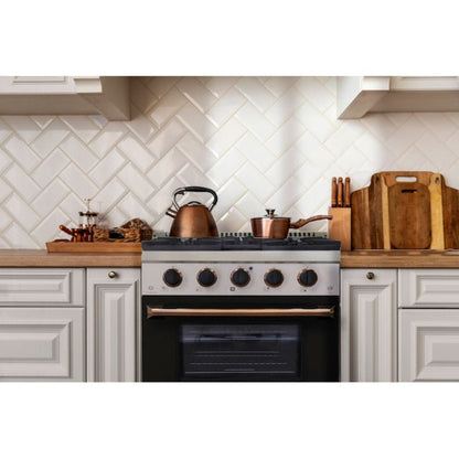 Kucht 30" Pro-Style Propane Gas Dual Fuel Range in Black with Gold Accents, KDF302/LP-K-GOLD - KDF302/LP-K-GOLD