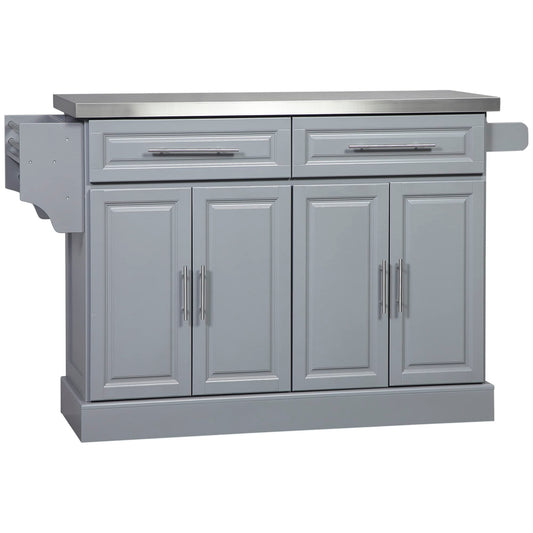 HomCom Rolling Kitchen Island with Storage, Portable Kitchen Cart - B0BL2T9PZV-1