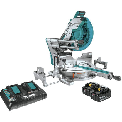 Makita XSL07PT 18V x2 LXT Lithium-Ion (36V) Brushless Cordless 12" Dual-Bevel Sliding Compound Miter Saw with Laser Kit (5.0Ah) 12" Miter Saw Kit