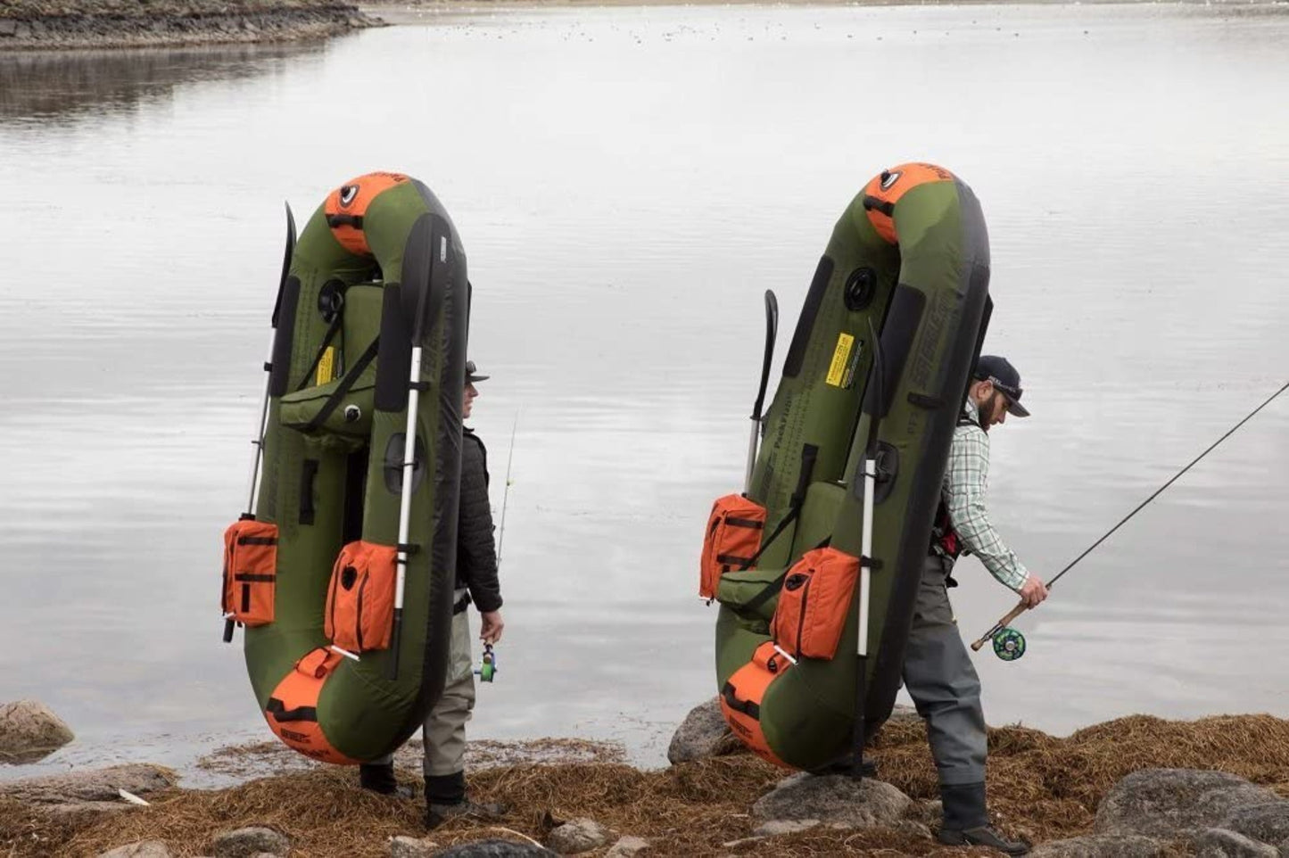 Sea Eagle PackFish 7 Inflatable Boat Deluxe Fishing Package Green Orange PF7K_D New - PF7K_D
