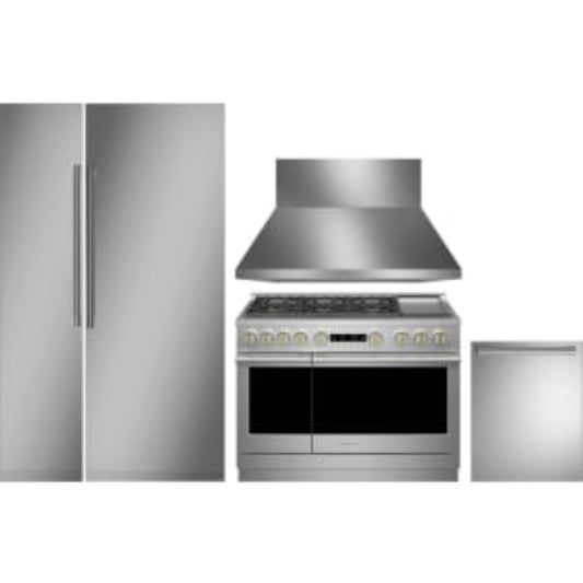 Monogram 5-Piece Package 24 Panel-Ready Premium Column Smart Refrigerator and 24 Panel-Ready Premium Column Freezer and 48 Gas Range and ZDT985SPNSS 24 Integrated Dishwasher and 48 Hood - Monogram-ZIR241NPNII