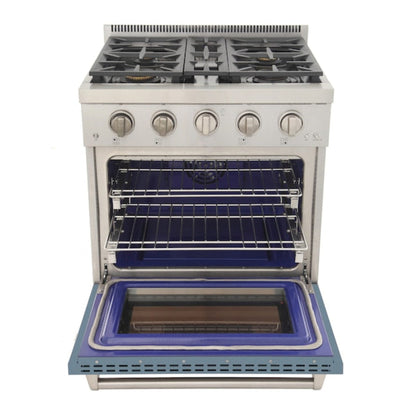 Kucht Professional 30" 4.2 cu. ft. Propane Gas Range in Light Blue with True Simmer Burners, KFX3000X/LP-LB - KFX3000X/LP-LB