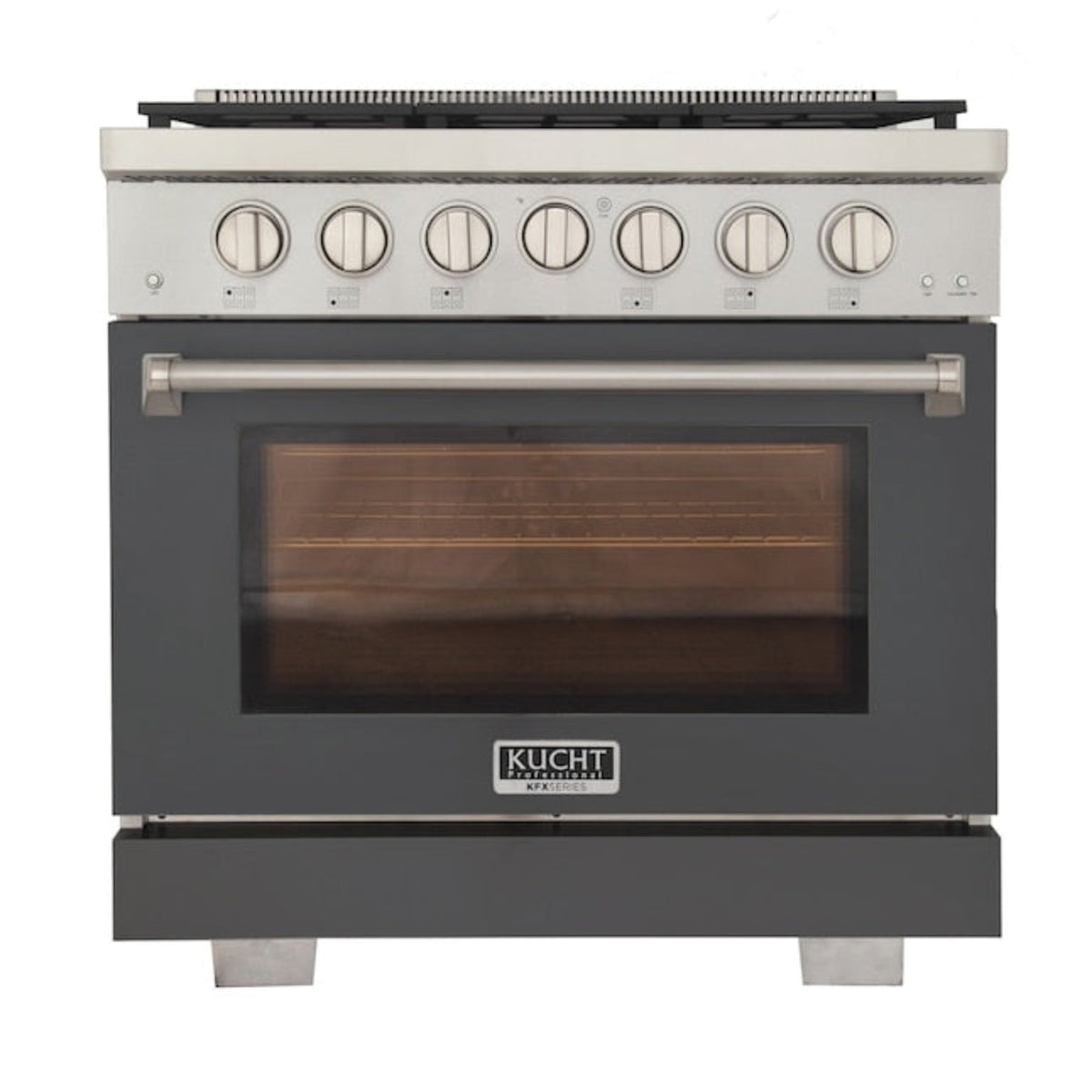 Kucht Professional 36" 5.2 cu. ft. Propane Gas Range in Cement Gray with True Simmer Burners, KFX3600X/LP-GY - KFX3600X/LP-GY