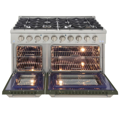 Kucht 48" Pro-Style Propane Gas Dual Fuel Range with 4 Burners in Olive Green, KDF482/LP-OG - KDF482/LP-OG