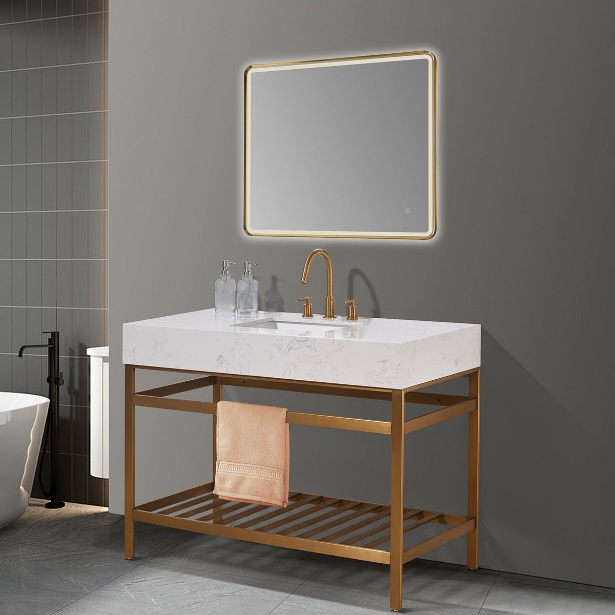 Altair Designs 48" single vanity with top - 68048-AWAP-MB-NM