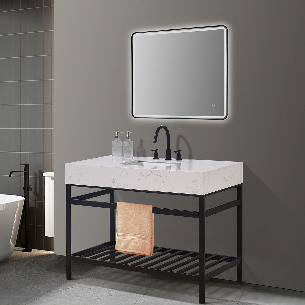 Altair Designs 48" single vanity with top - 68048-AWAP-MB-NM
