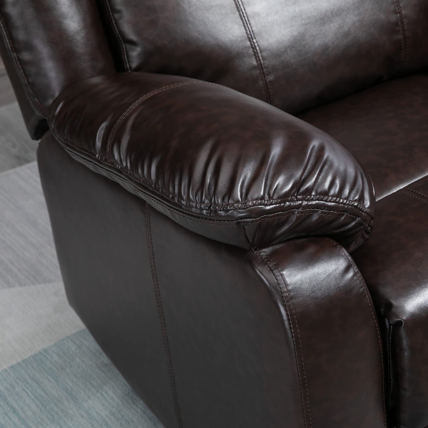 HomCom PU Leather Manual Recliner with Thick Padded Upholstered Cushion and Retractable - B096NGF927