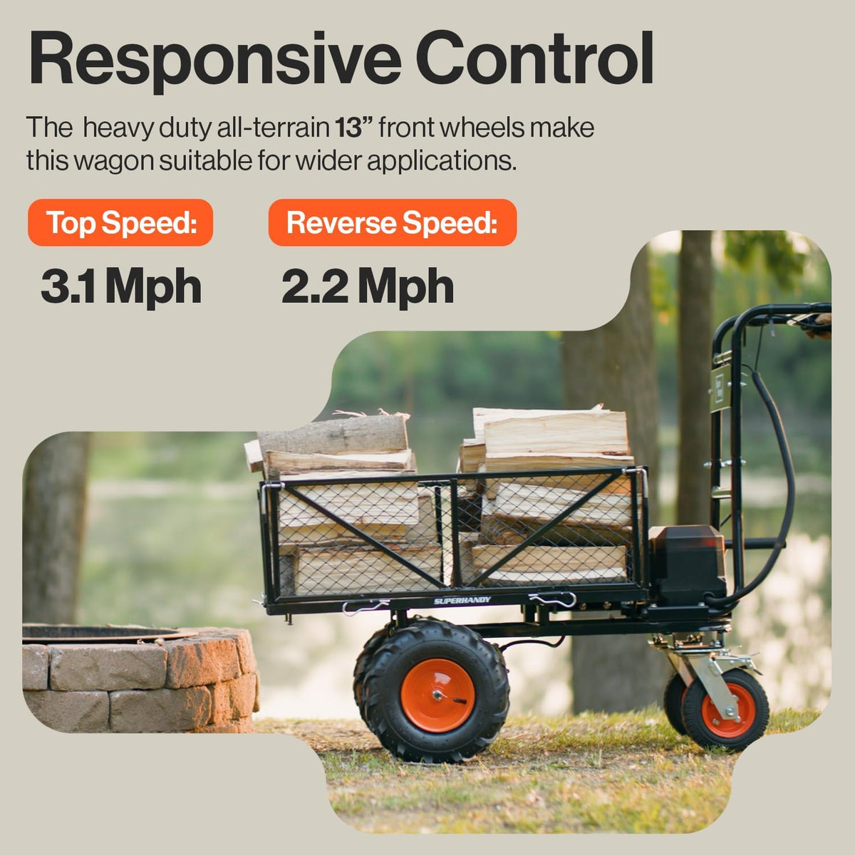 Super Handy GUO122 48V 2Ah 660 lb Working Capacity Electric Utility Power Wagon New - GUO122