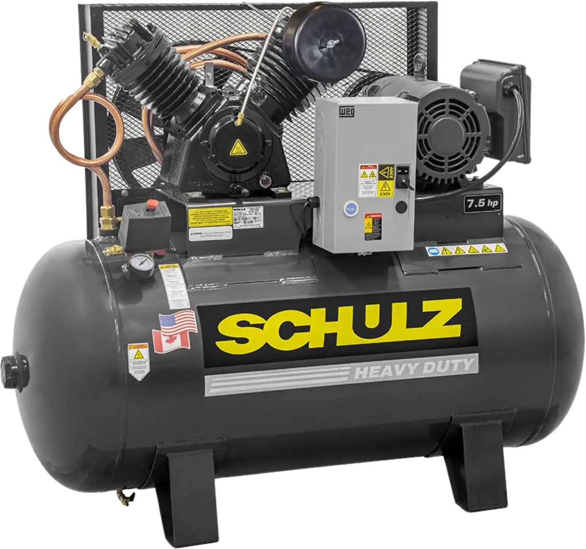Schulz V-Series Air Compressor 7.5 HP 80 gal. 2-Stage 230V 1-Phase Horizontal 7580HV30X-1 New - 932.9347-0