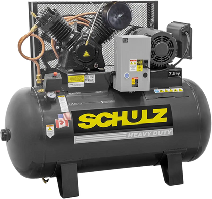 Schulz V-Series Air Compressor 7.5 HP 80 gal. 2-Stage 230V 1-Phase Horizontal 7580HV30X-1 New - 932.9347-0