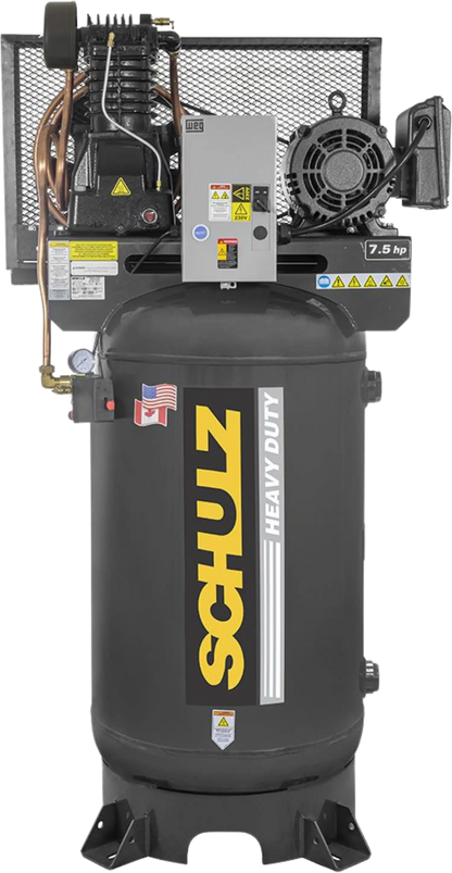 Schulz L-Series Air Compressor 7.5 HP 80 gal. 2-Stage 230V 1-Phase Vertical 7580VL30X-1 New - 932.9335-0