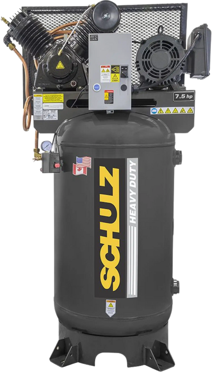 Schulz V-Series Air Compressor 7.5 HP 80 gal. 2-Stage 208-230V 3-Phase Vertical 7580VV30X-3 New - 932.9342-0