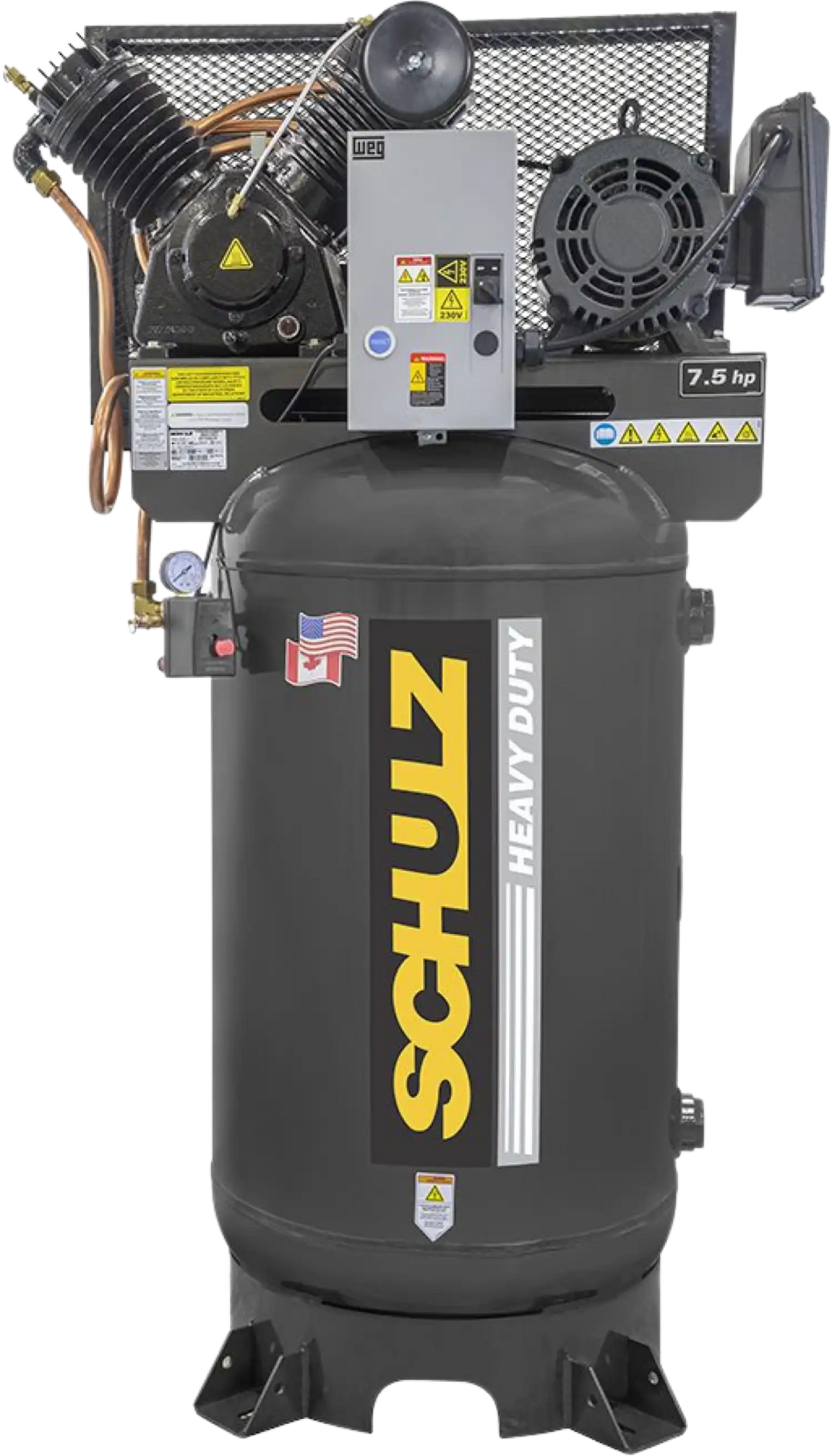 Schulz V-Series Air Compressor 7.5 HP 80 gal. 2-Stage 208-230V 3-Phase Vertical 7580VV30X-3 New - 932.9342-0