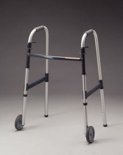 Patterson Medical - Walker with Wheels Paddle Type Aluminum Frame 300 lbs. Weight Capacity 27 to 33 Inch Height - 563418