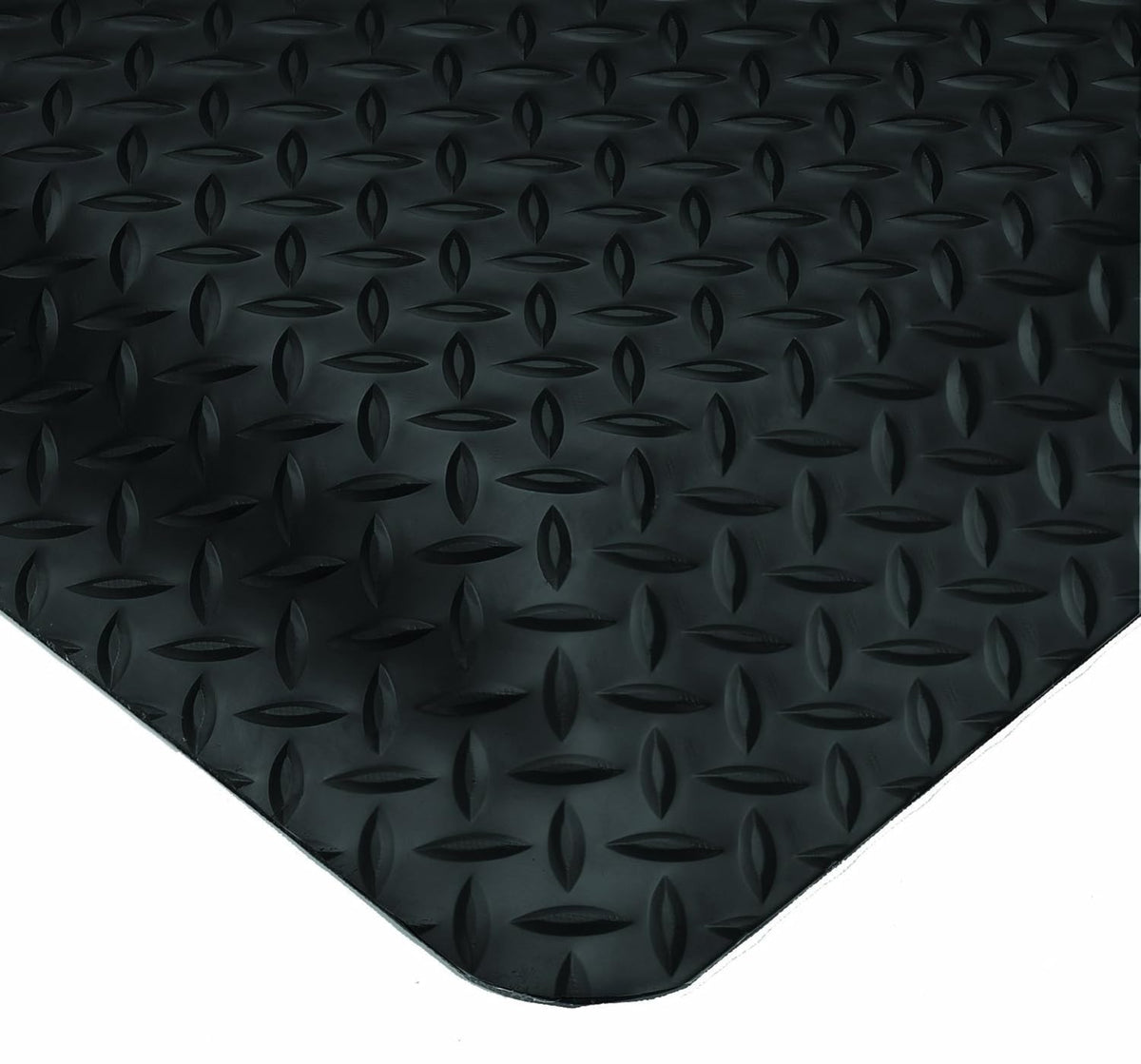 Wearwell Diamond-Plate SpongeCote UltraSoft Mat, 3' Width x 20' Length x 15/16" Thickness, Black - 414.1516x3x20BK