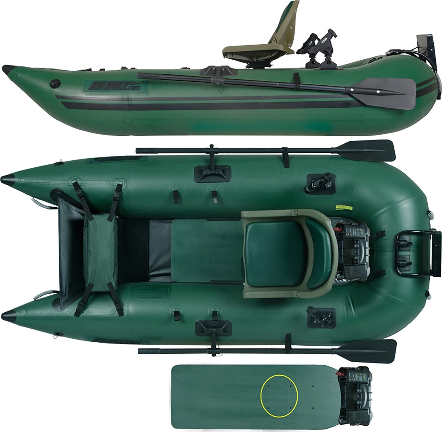 Sea Eagle 285 Inflatable Portable Frameless Fishing Pontoon Boat Pro Package Green 285FPBK_P New - 285FPBK_P