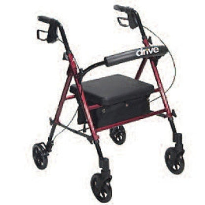 Patterson Medical- Bariatric 4 Wheel Rollator Burgundy Adjustable Height / Extra Wide / Folding Steel Frame - 081584853