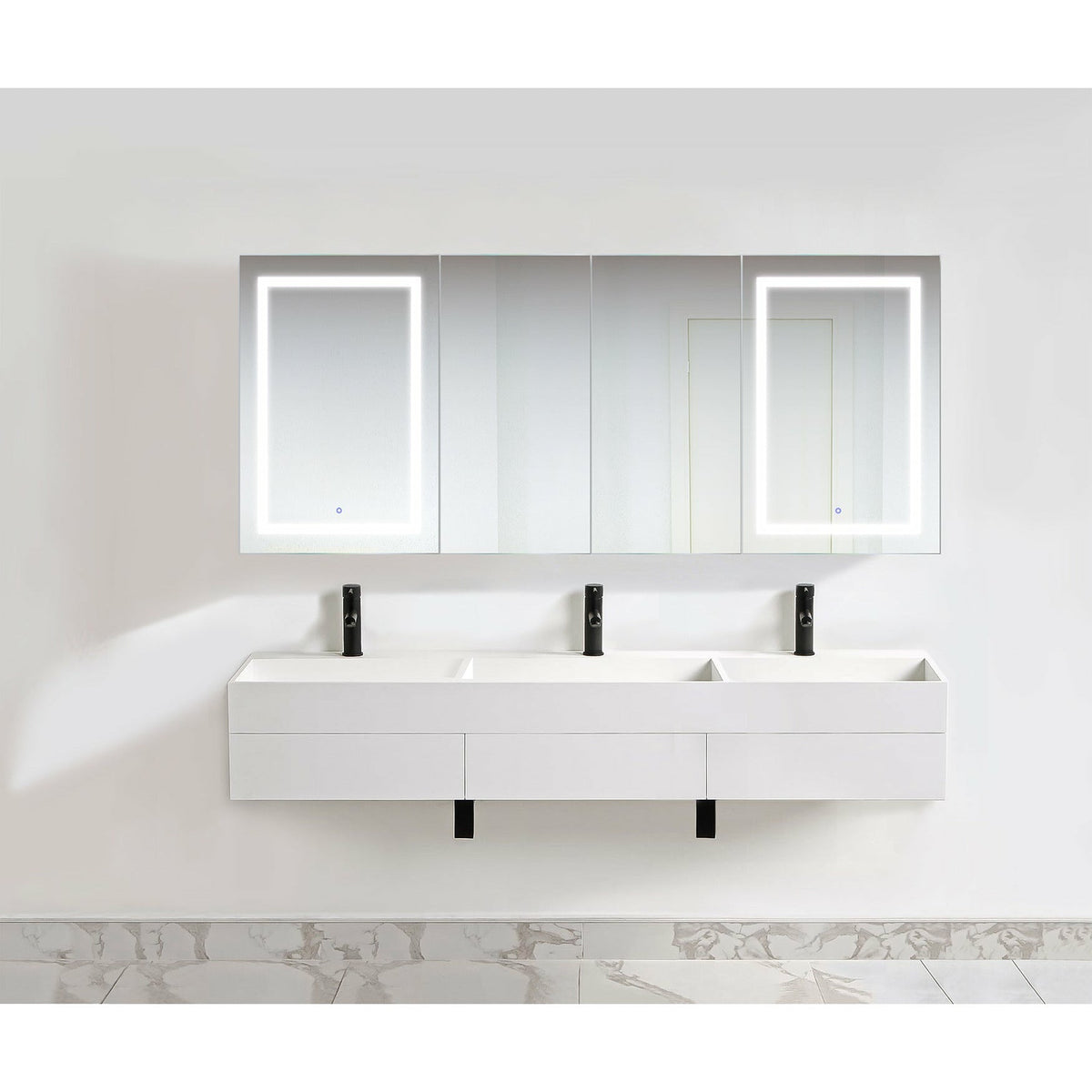 Krugg Svange 8436DLLRR 84″ X 36″ LED Medicine Cabinet with Dimmer & Defogger SVANGE8436DLLRR - Backyard Provider