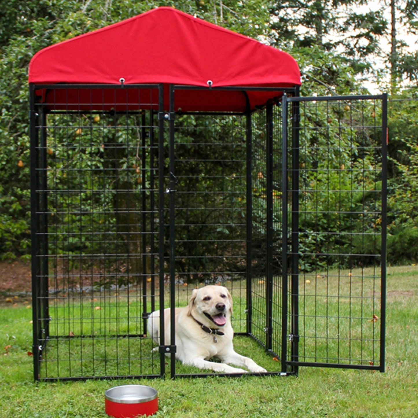 Lucky Dog Uptown Large Outdoor Covered Kennel Heavy Duty Dog Fence Pen (2 Pack) - 108451