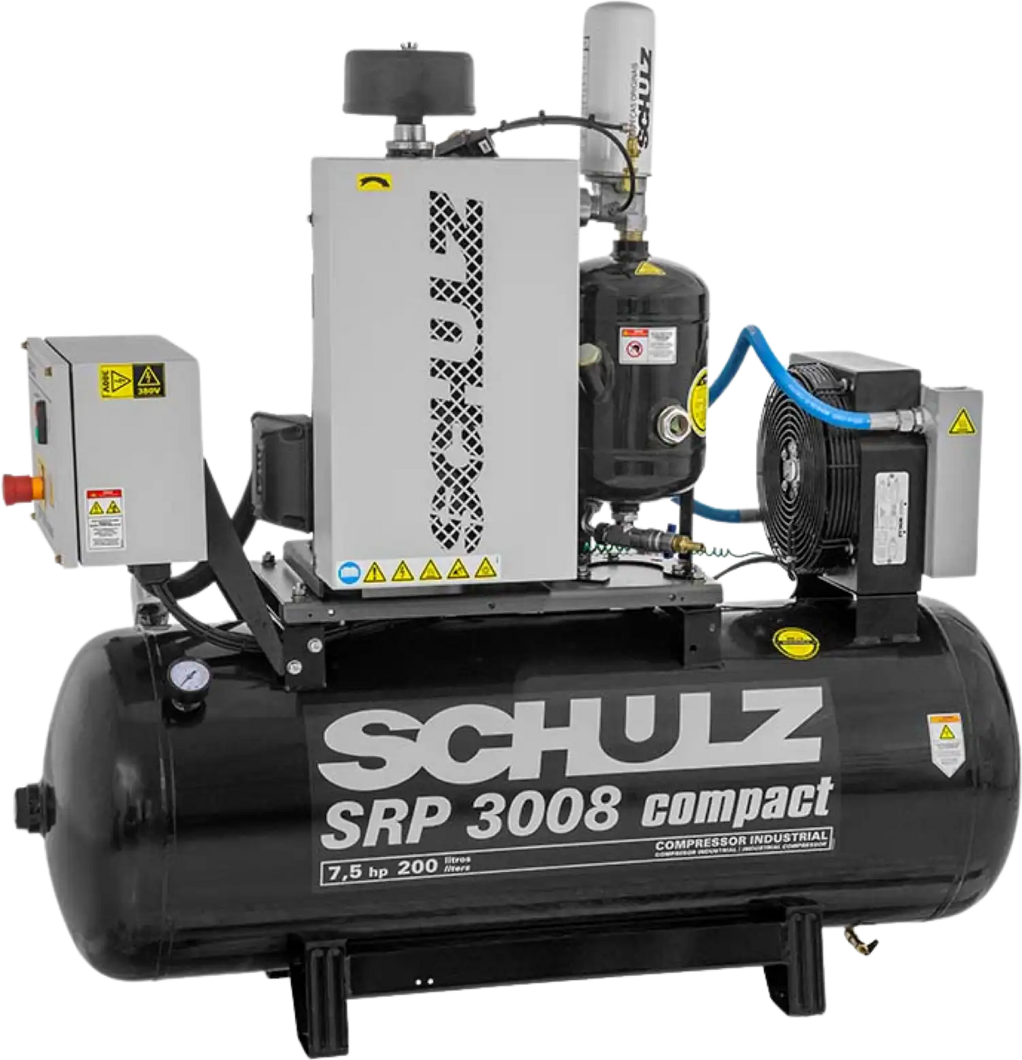 Schulz SRP-3008 Compact Air Compressor 7.5 HP 60 gal. 230V 1-Phase Horizontal - 970.3890-0